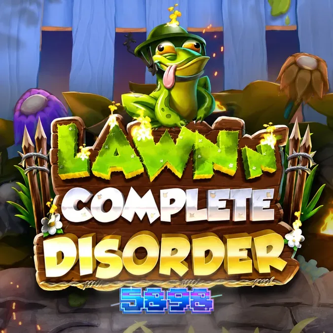 Cena vibrante do jogo de slot Lawn N’ Complete Disorder com gnomo e vegetais